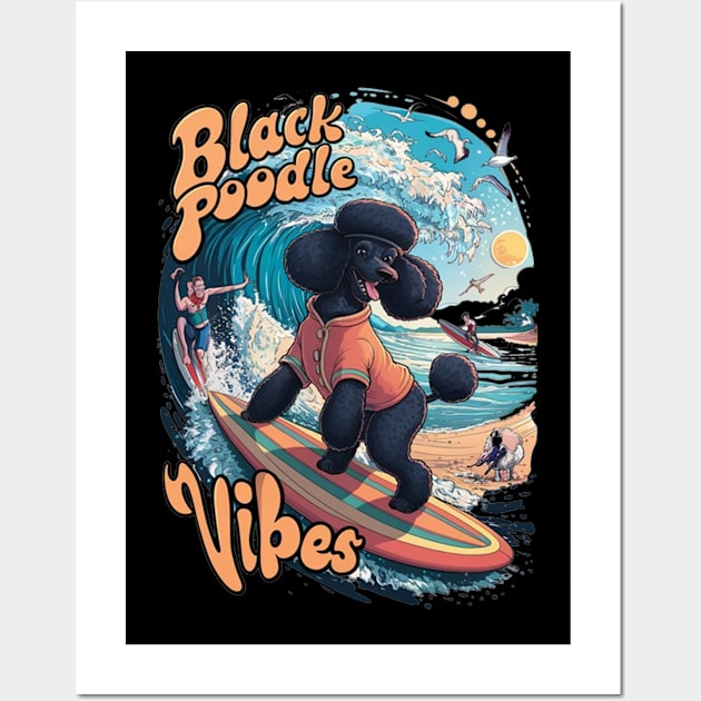 Wave Rider: A Black Poodles Surfing Adventure Wall Art by coollooks